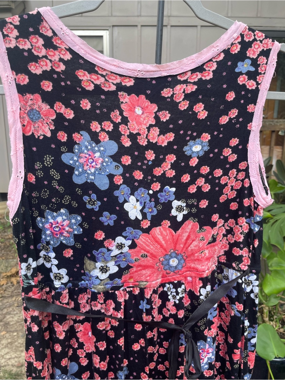 Angie Black Floral Dress with Pink and Blue Blossoms - Picture 8 of 8